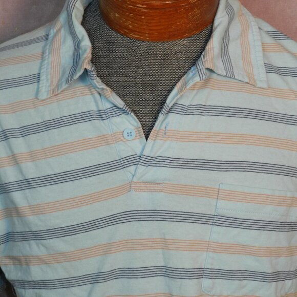 American Eagle Outfitters Mens Blue Striped Short Sleeve Collard Polo Size Small - Picture 2 of 9